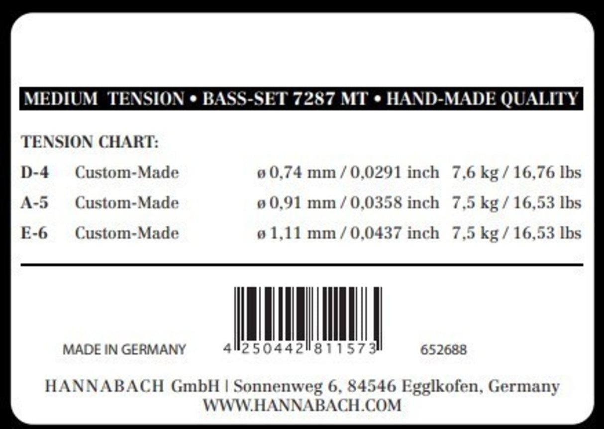 Hannabach Strings for classical guitar Series 728 Medium Tension Custom Made - 3 bass strings medium (7287MT)