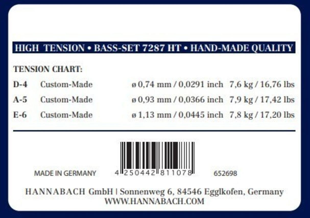 Hannabach Strings for classical guitar Series 728 High Tension Custom Made - 3 bass strings high (7287HT)