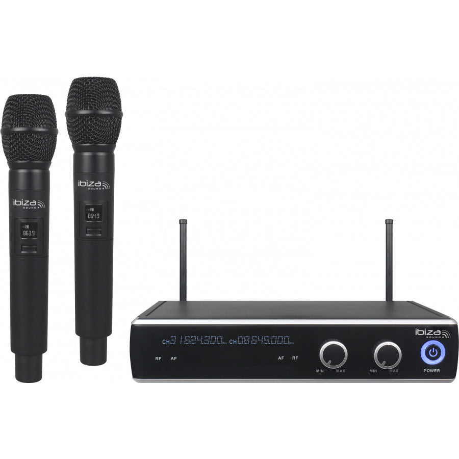 Dual UHF Receiver w. 2 Handheld Microphones