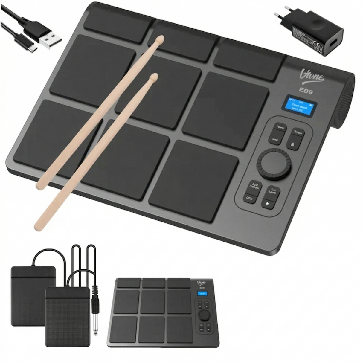 V-TONE ED9 battery-powered electronic drum pad