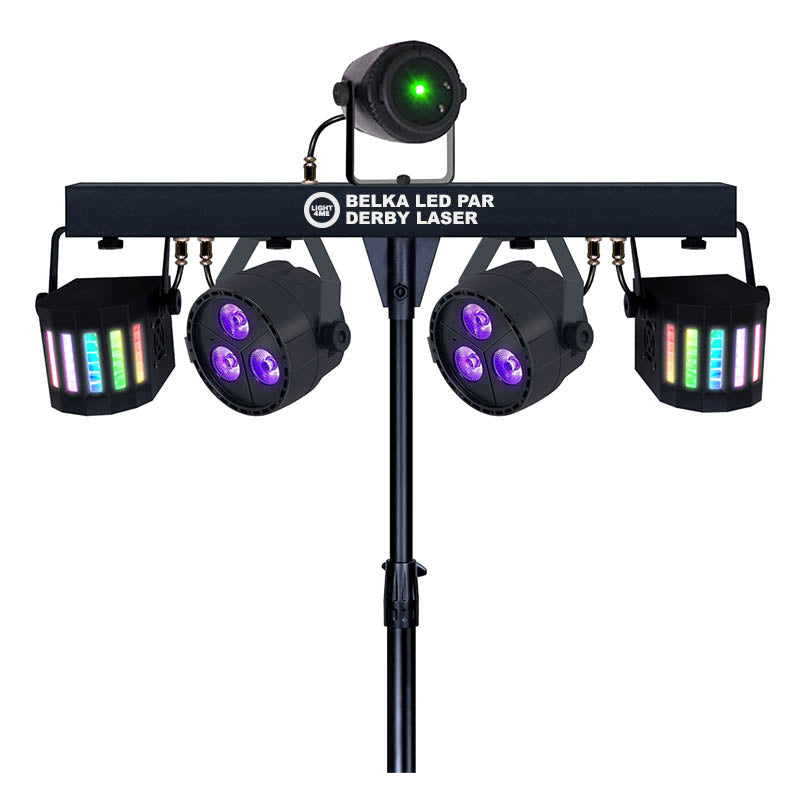 LIGHT4ME T-BAR LED PAR DERBY LASER Disco Light Multi-Effect Set