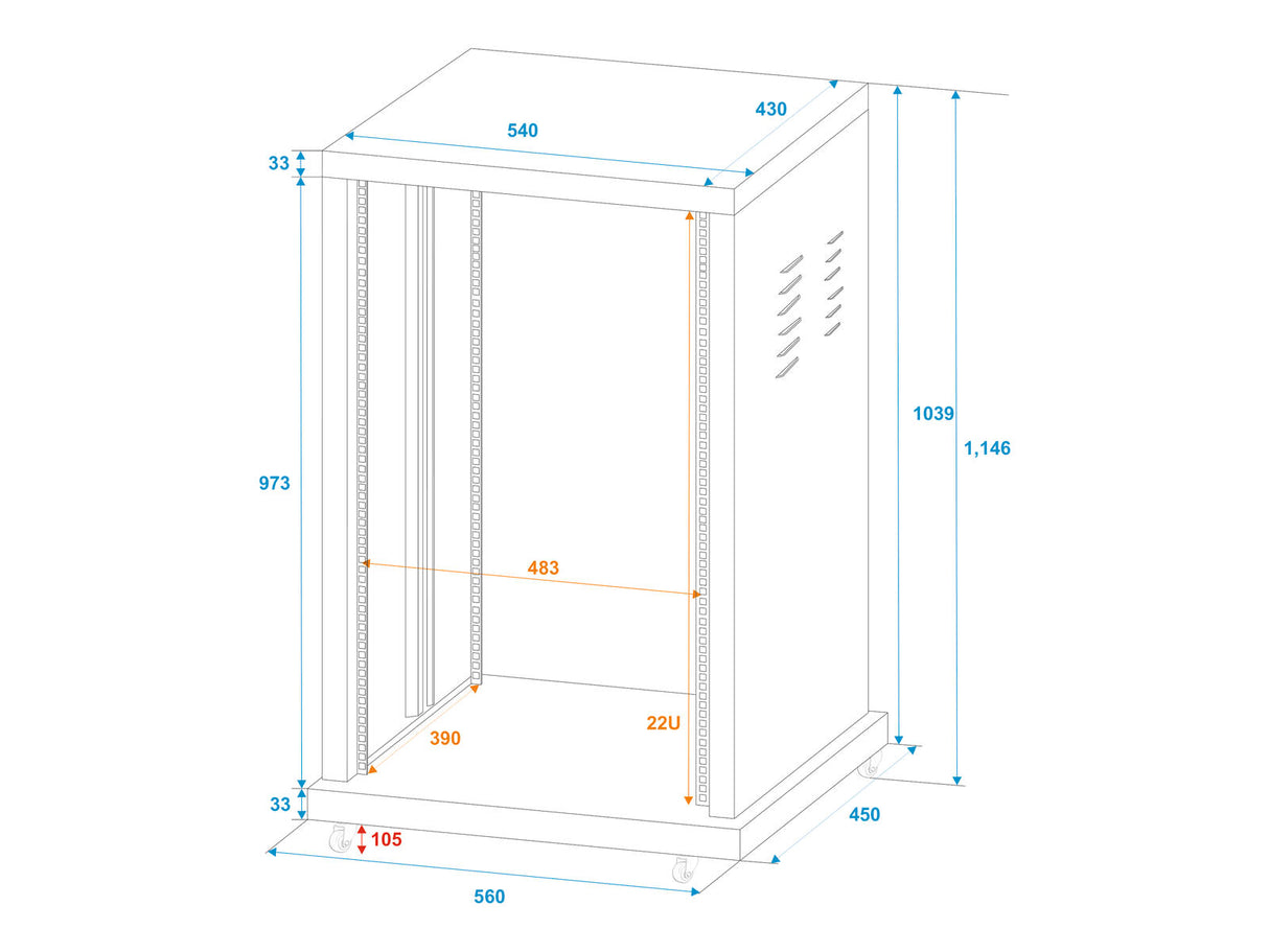 ROADINGER Steel Rack SR-19, 22U