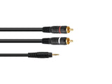 OMNITRONIC Adapter Cable 3.5 Jack/2xRCA 1m bk