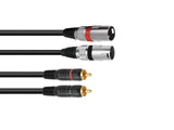 OMNITRONIC Adapter Cable 2xXLR(M)/2xRCA 3m bk