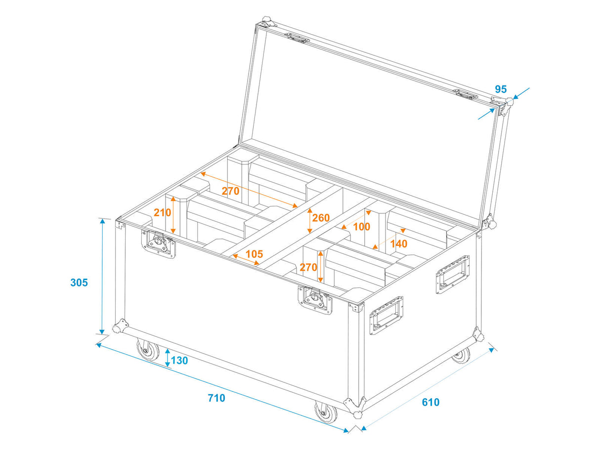 ROADINGER Flightcase 4x LED TMH-X1 Moving Head Beam with wheels