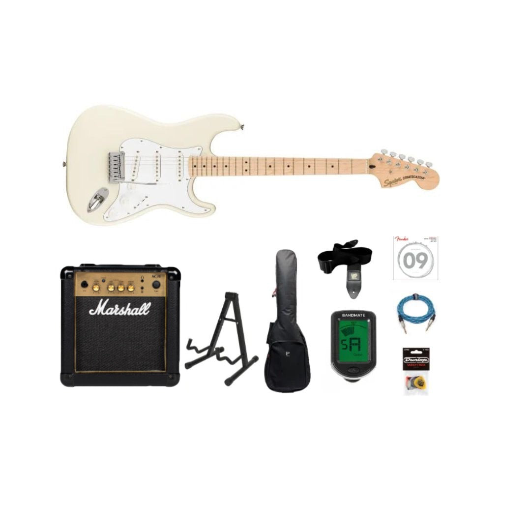 Fender Squier Affinity Stratocaster Electric Guitar Starter Kit (Olympic White)