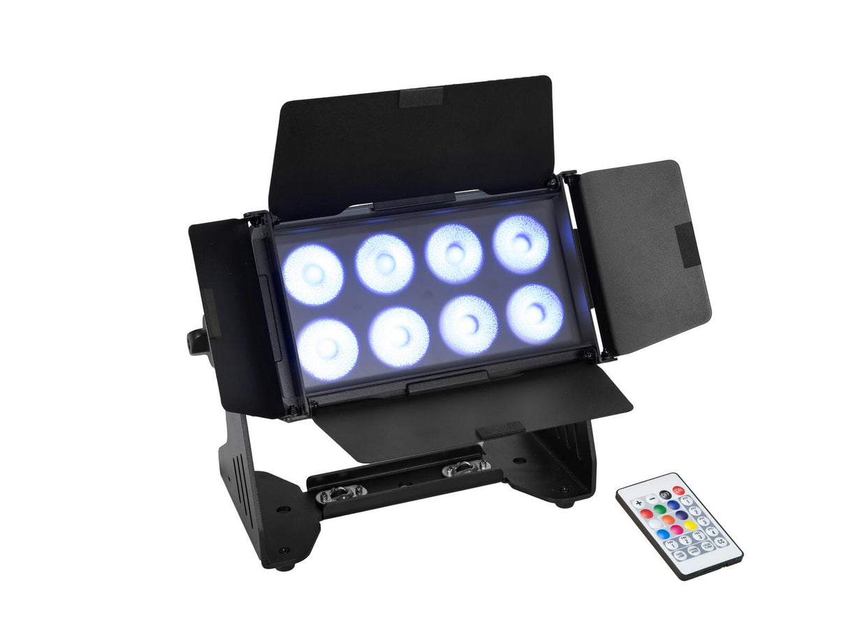 EUROLITE Set 4x AKKU Multiflood IP 8x10W RGBW Wash CRMX + Case with charging function
