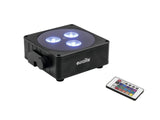 EUROLITE Set 4x AKKU Flat Light 3 bk + Charger + Soft Bag