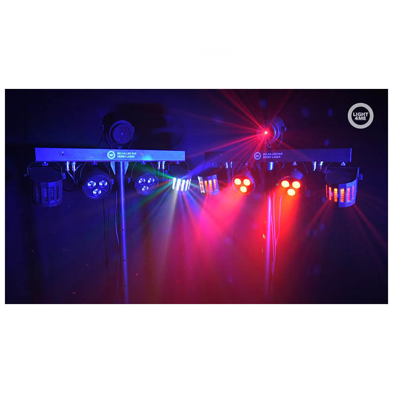 LIGHT4ME T-BAR LED PAR DERBY LASER Disco Light Multi-Effect Set