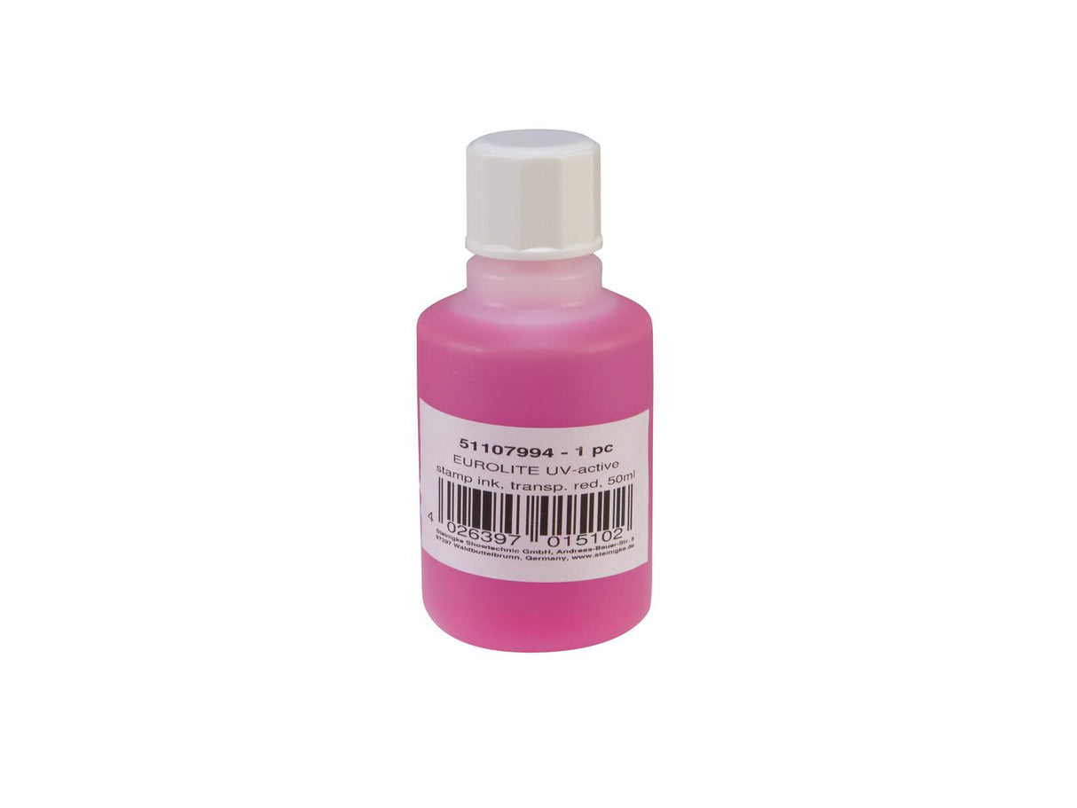 EUROLITE UV-active Stamp Ink, transparent red, 50ml