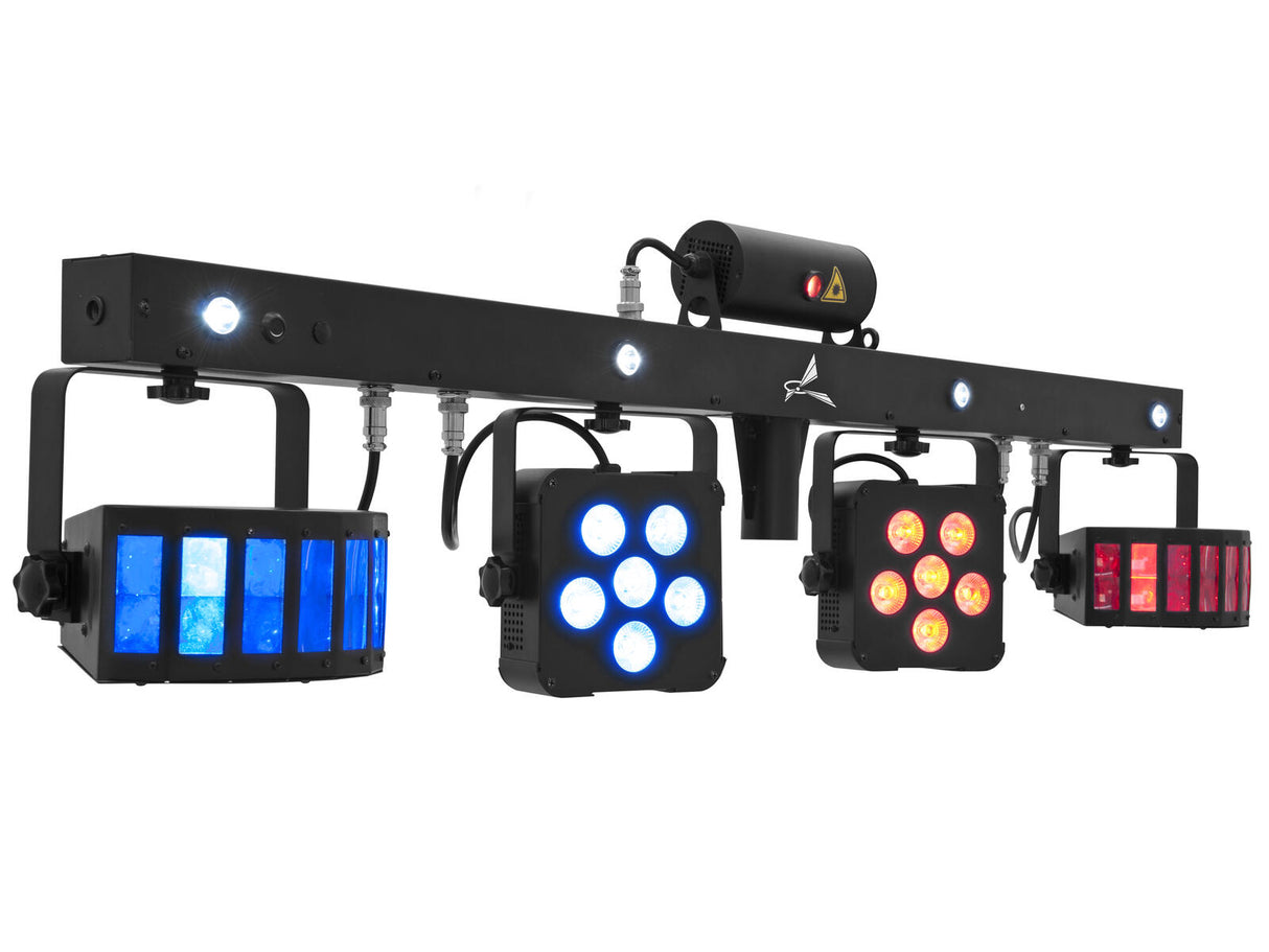 EUROLITE Set 2x LED KLS Laser Bar PRO + Easy Show + 2x M-4 Speaker System Stand