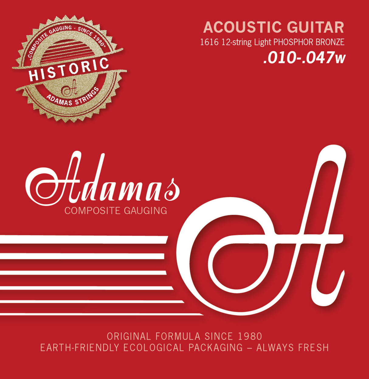Adamas Strings for Acoustic Guitars Adamas Historic Reissue Phosphor Bronze - 12-str. Light .010-.047 (1616)