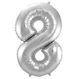 8 Shaped Number Foil Balloon Silver (86 cm)