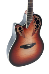 Ovation E-Acoustic Guitars Celebrity Elite Plus Mid Cutaway - Left-handed Ruby Burst (CE44LX-1R-G)