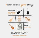 Hannabach Strings for classical guitar Serie 890 7/8 children's guitar Scale length: 62-64 cm - Set of 2 G strings (890MT 7/8)