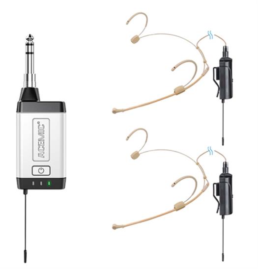 Acemic Q2/H1 2 wireless headset microphones and 1 receiver