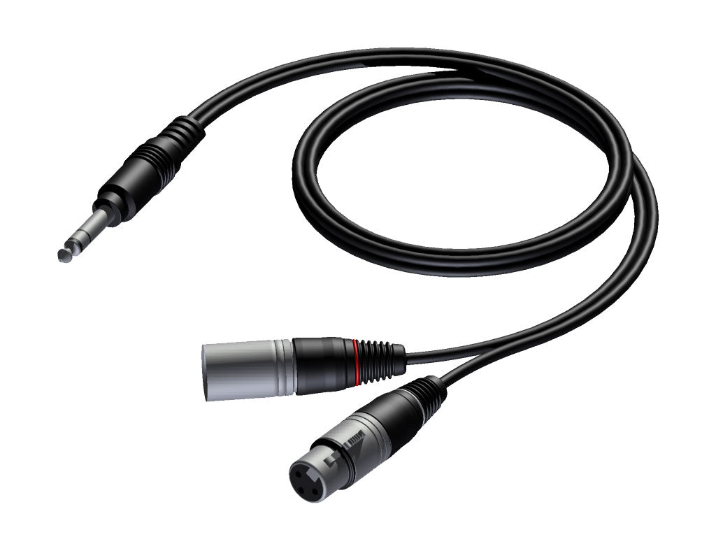 ProCab insert kabel XLR han & hun > Jack stereo 5 meter