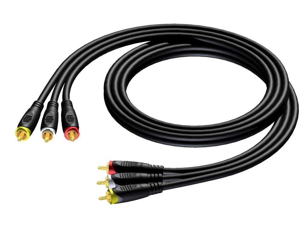 ProCab 3 x RCA han > 3 x RCA han 5 meter