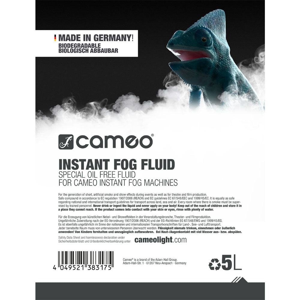 Cameo INSTANT FOG FLUID 5 L - oil-free fog fluid for Cameo INSTANT fog machines 5 L