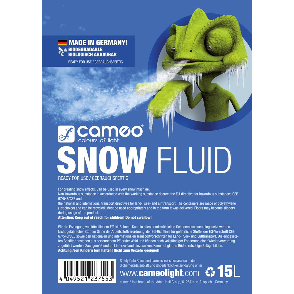 Cameo SNOW FLUID 15 L - special fluid for snow machines for producing foam 15 L