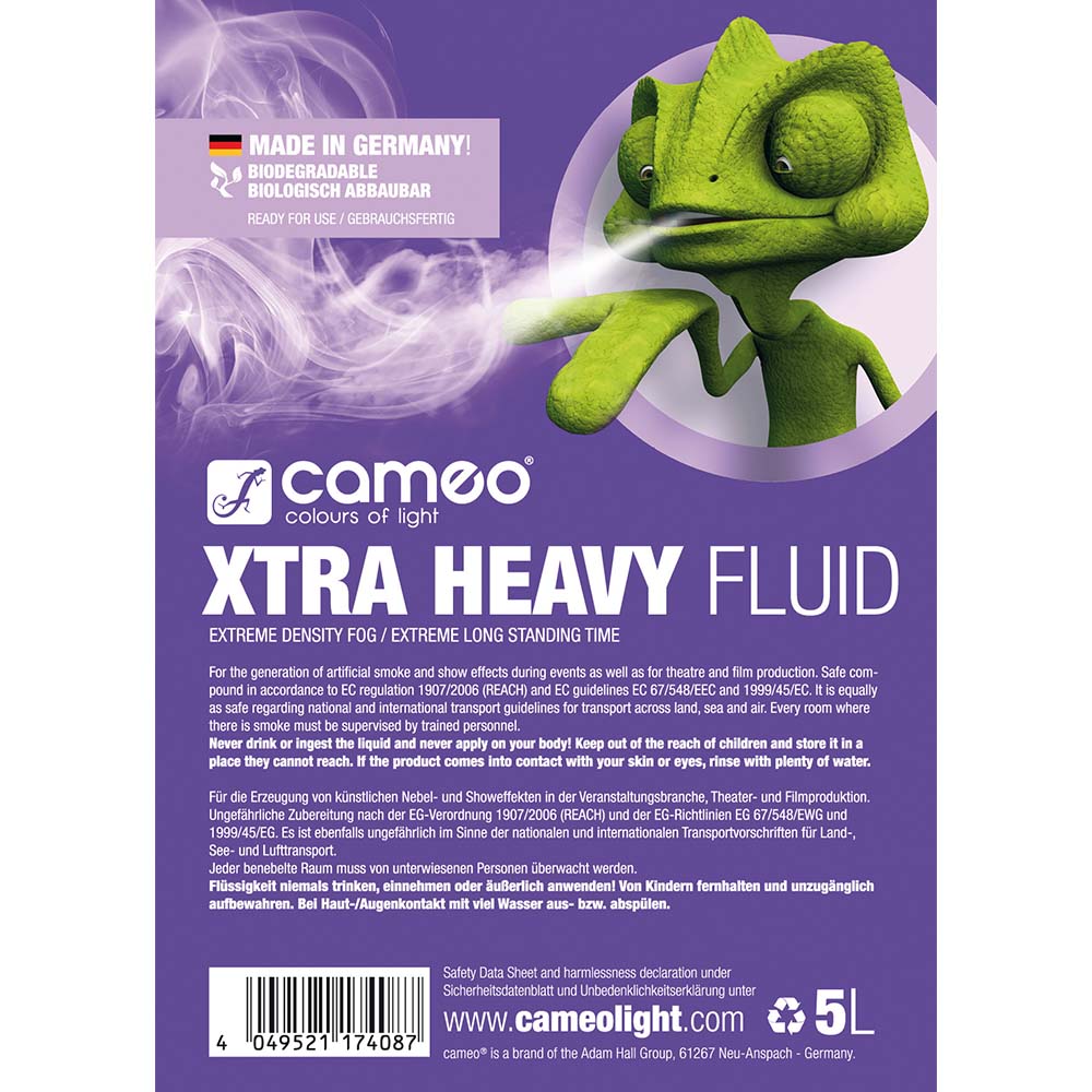 Cameo XTRA HEAVY FLUID 5L - fog fluid with very high density and extremely long hang time 5 L