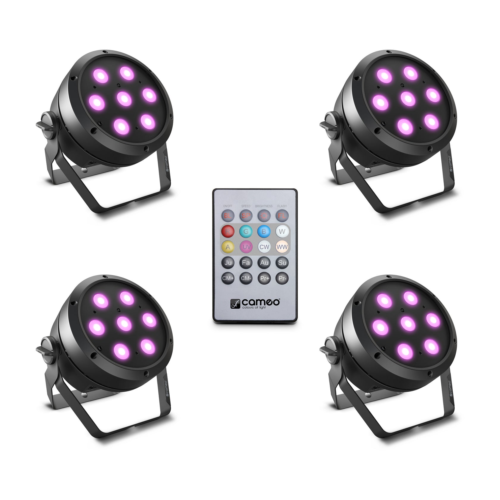 Cameo ROOT® PAR 4 SET 1 - Set incl. 4 x CLROOTPAR4 incl. IR remote control (CLPFLAT1REMOTE)