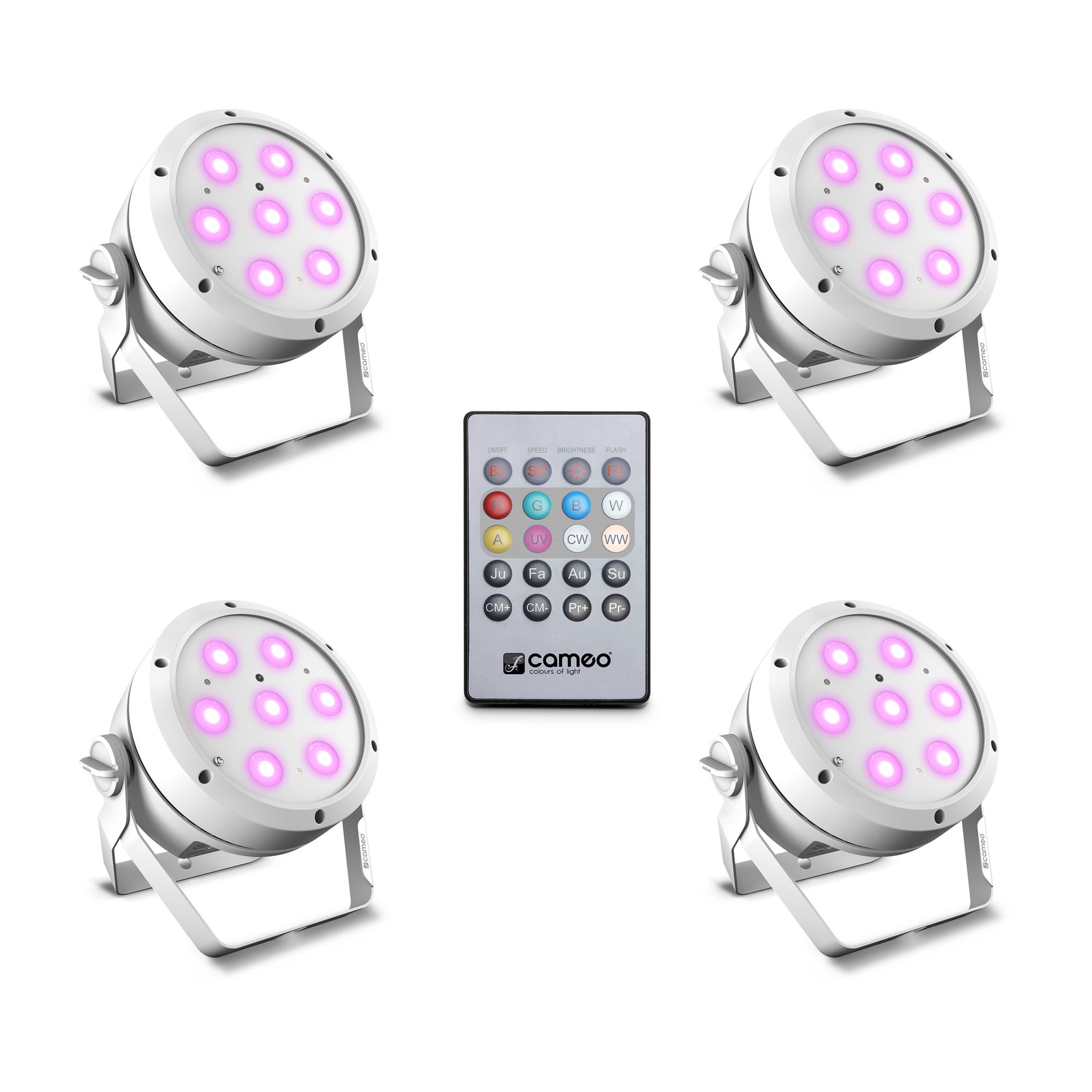 Cameo ROOT® PAR 4 WH SET 1 - Set incl. 4 x CLROOTPAR4WH incl. IR remote control (CLPFLAT1REMOTE)