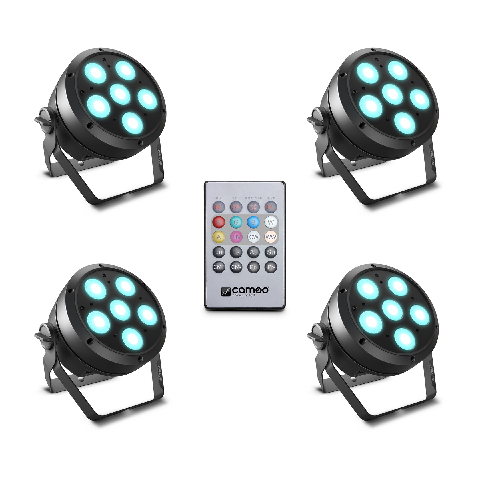 Cameo ROOT® PAR 6 SET 1 - Set incl. 4 x CLROOTPAR6 incl. IR remote control (CLPFLAT1REMOTE)