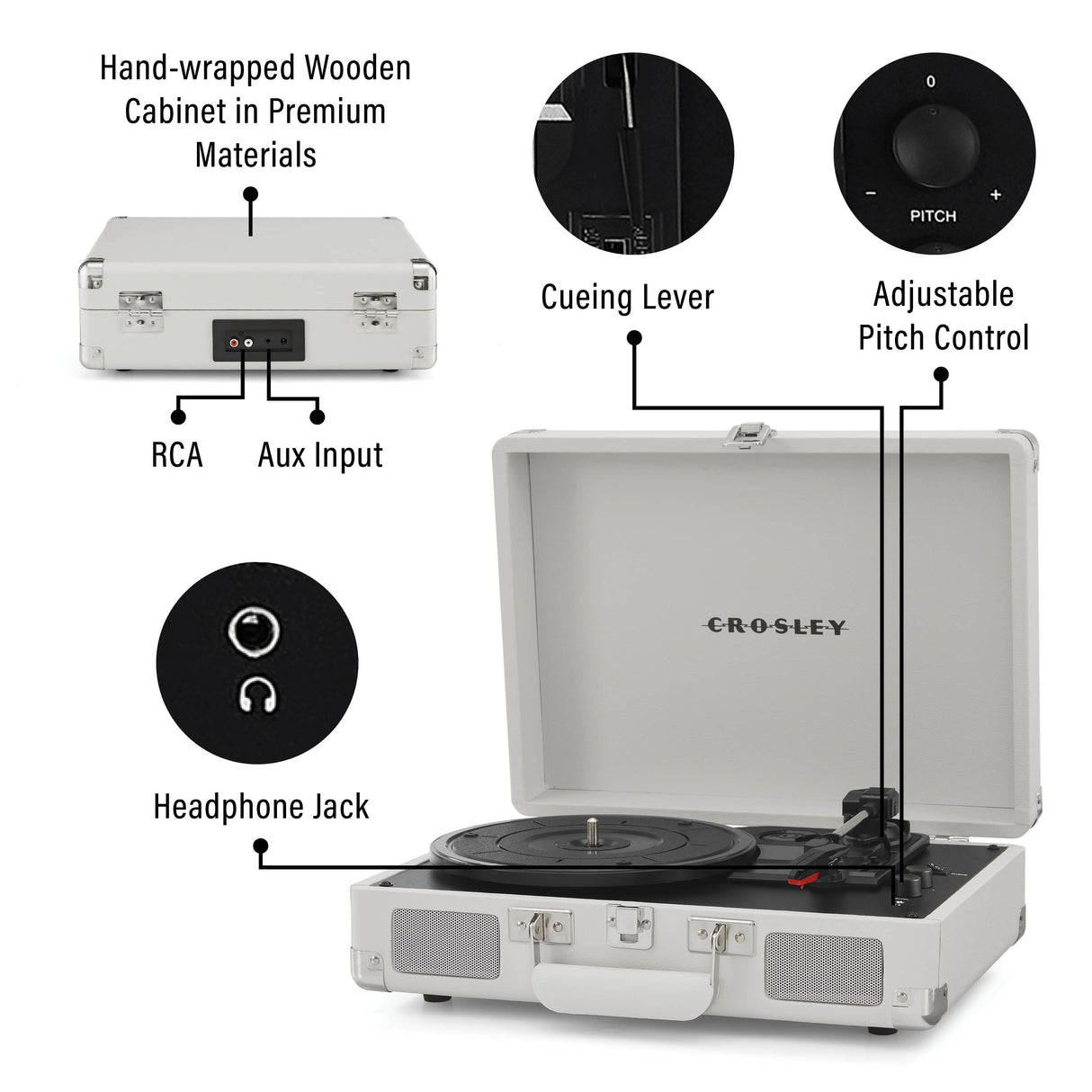 Crosley Cruiser Plus Turntable Two-way Bluetooth (Black)