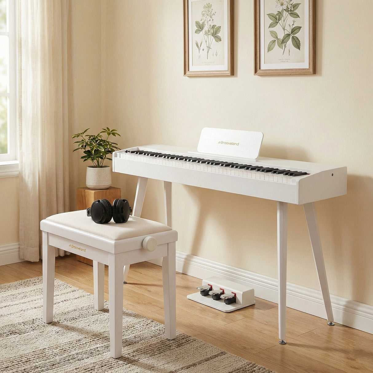 Grooveland DDP-140 Electric Piano (White) Bundle