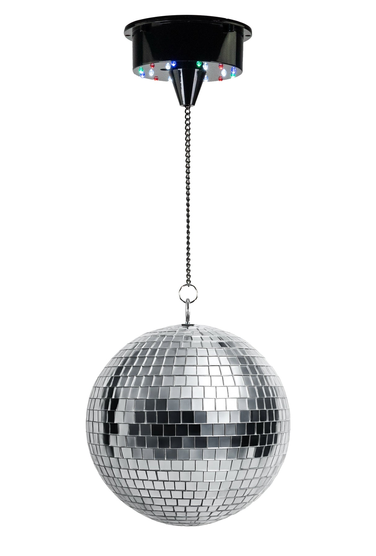 Battery-operated disco ball with LED (20 cm) & pinspot
