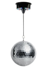 Battery-operated disco ball with LED (20 cm) & pinspot