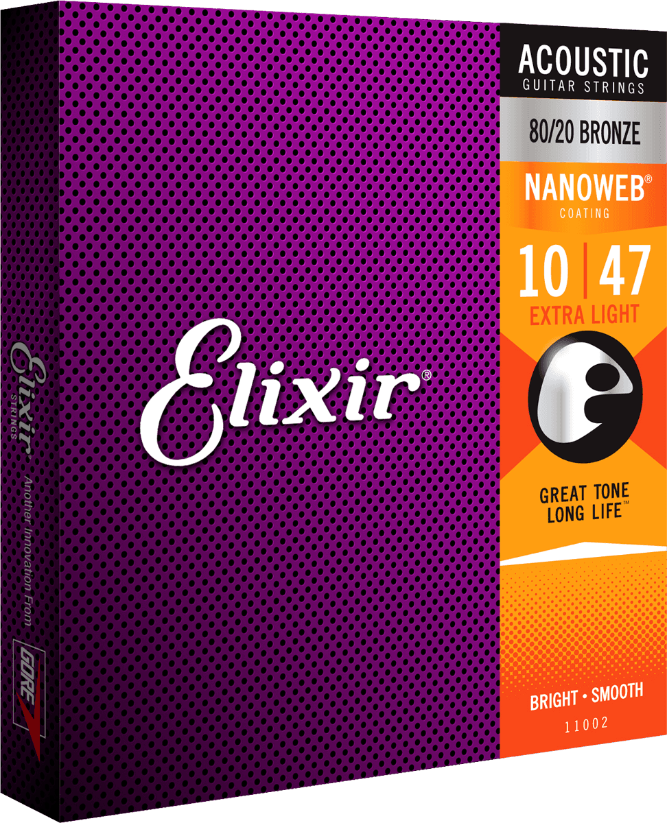 Elixir Nanoweb Bronze 80/20 Guitar String (Extra Light, 10-47)