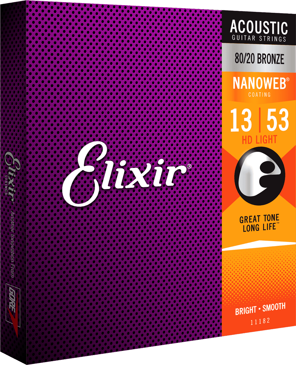 Elixir Nanoweb Bronze 80/20 Guitar String (HD Light, 13-53)