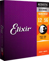 Elixir Nanoweb Bronze 80/20 Guitar String (Medium Light, 12-56)