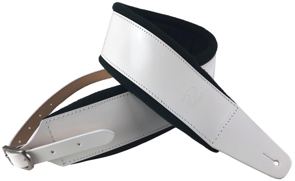 Profile FPB04 Pro Italian Leather Guitars Strap - White