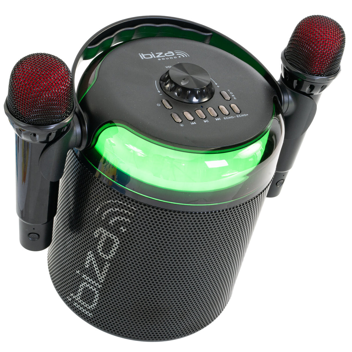 Ibiza Karaoke System w. Bluetooth and 2 Microphones (Black)