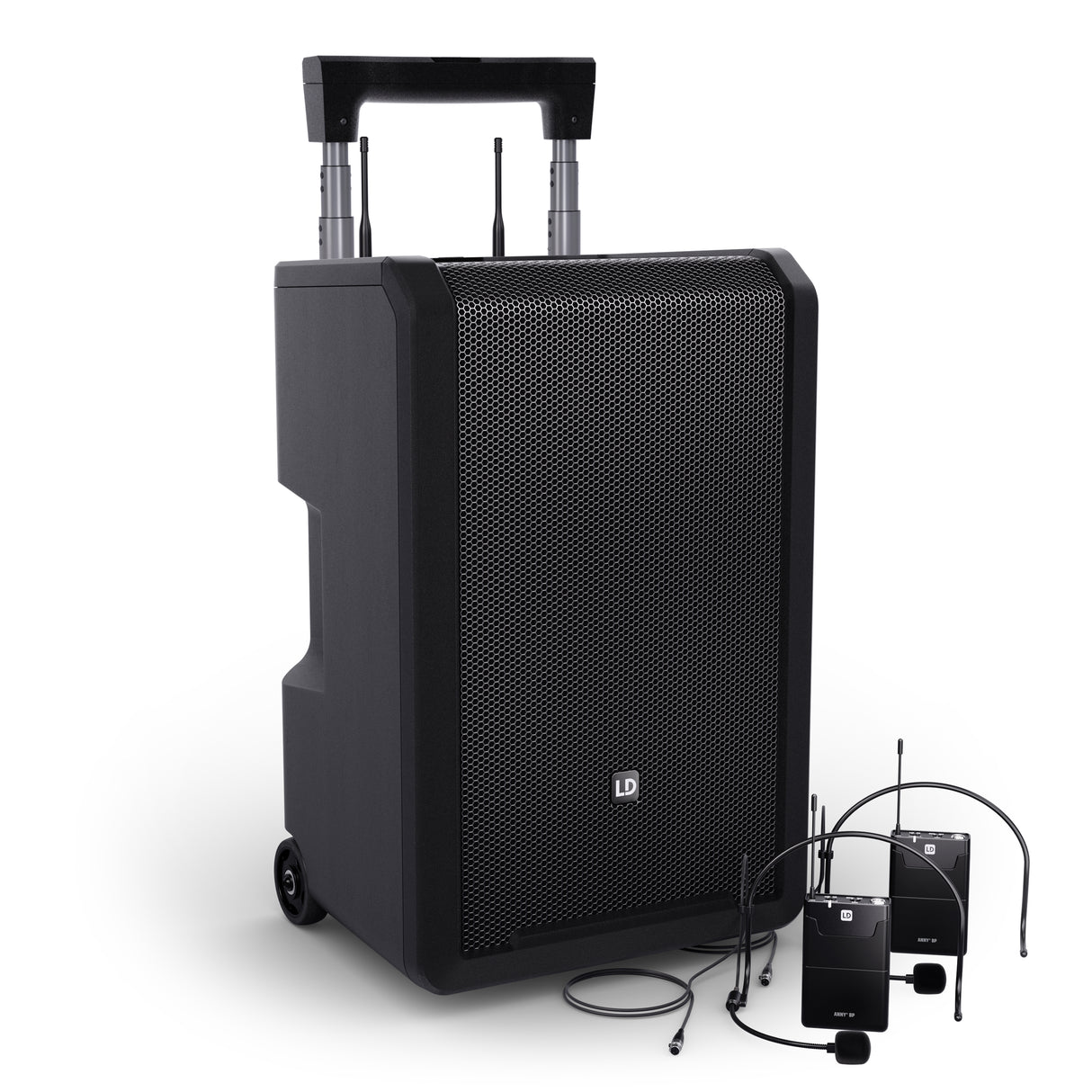 LD Systems ANNY® 10 BPH 2 B8 - 10" portable battery-powered Bluetooth® PA system with mixer and 2x headset microphones (incl. bodypacks)