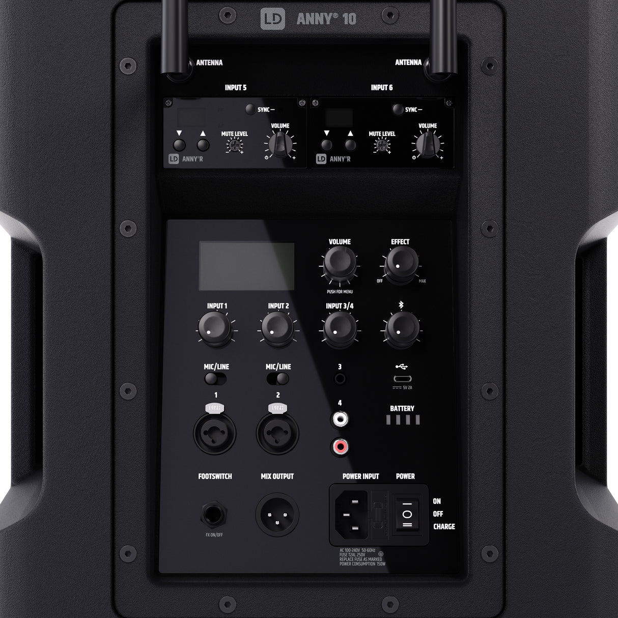 LD Systems ANNY® 10 HBH 2 B5 - 10" portable, battery-powered Bluetooth® PA system with mixer, 1x wireless handheld and 1x headset microphone (incl. bodypack)