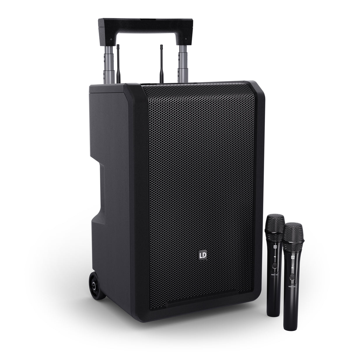 LD Systems ANNY® 10 HHD 2 B6 - 10" portable battery-powered Bluetooth® PA system with mixer and 2x wireless handheld microphones
