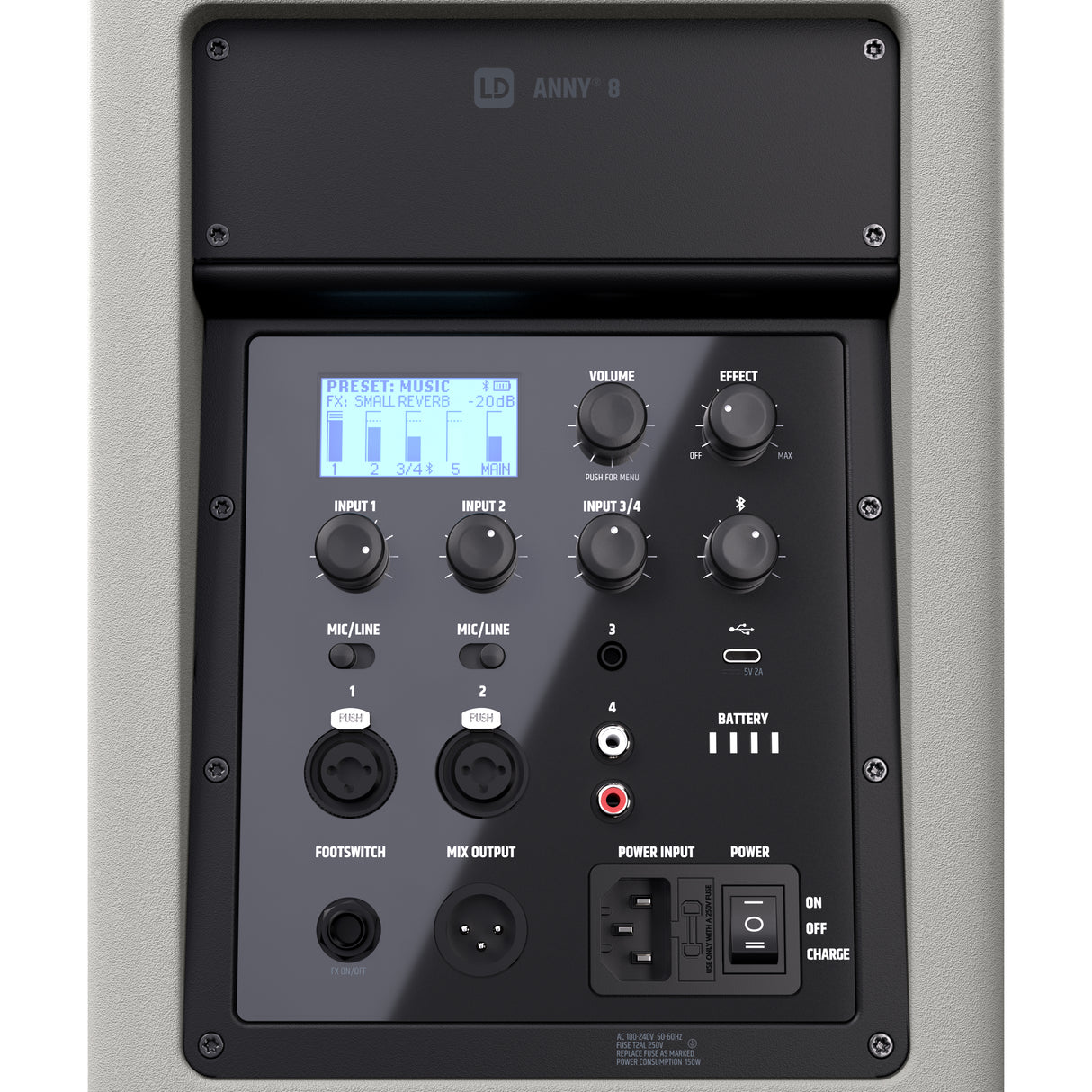 LD Systems ANNY® 8 G - Portable battery-powered Bluetooth® PA speaker with mixer, Urban Grey
