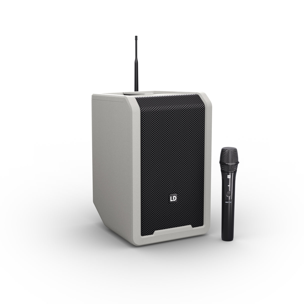LD Systems ANNY® 8 HHD B5 G - Portable battery-powered Bluetooth® PA speaker with mixer and 1x wireless handheld microphone, Urban Grey