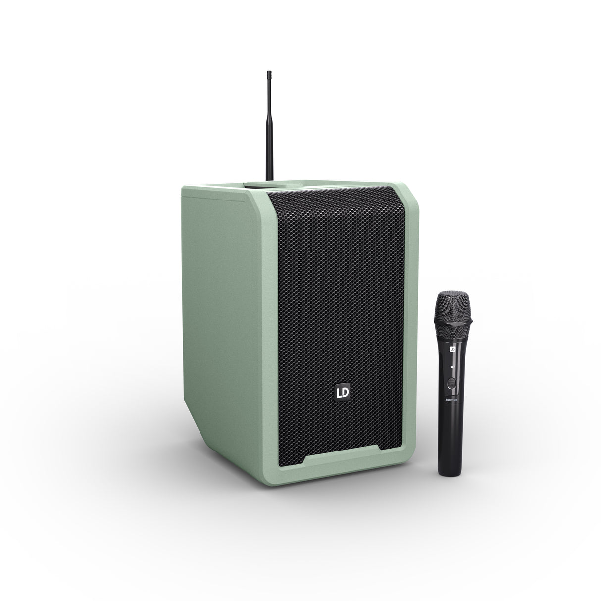 LD Systems ANNY® 8 HHD B6 GN - Portable battery-powered Bluetooth® PA speaker with mixer and 1x wireless handheld microphone, Adventure Green