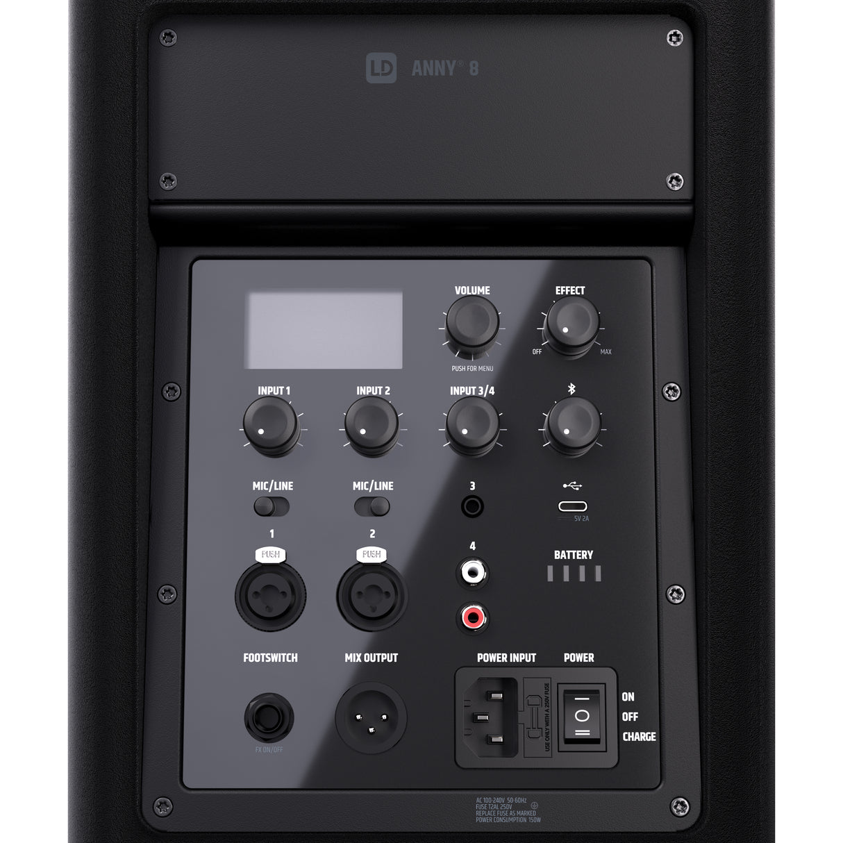 LD Systems ANNY® 8 - Portable battery-powered Bluetooth® PA speaker with mixer, Stage Black