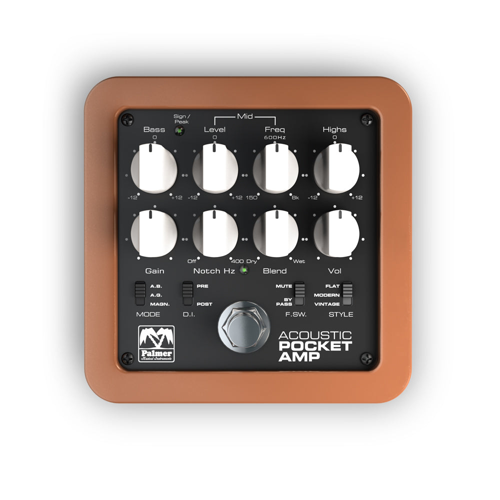Palmer POCKET AMP ACOUSTIC – Portable preamp for acoustic string instruments