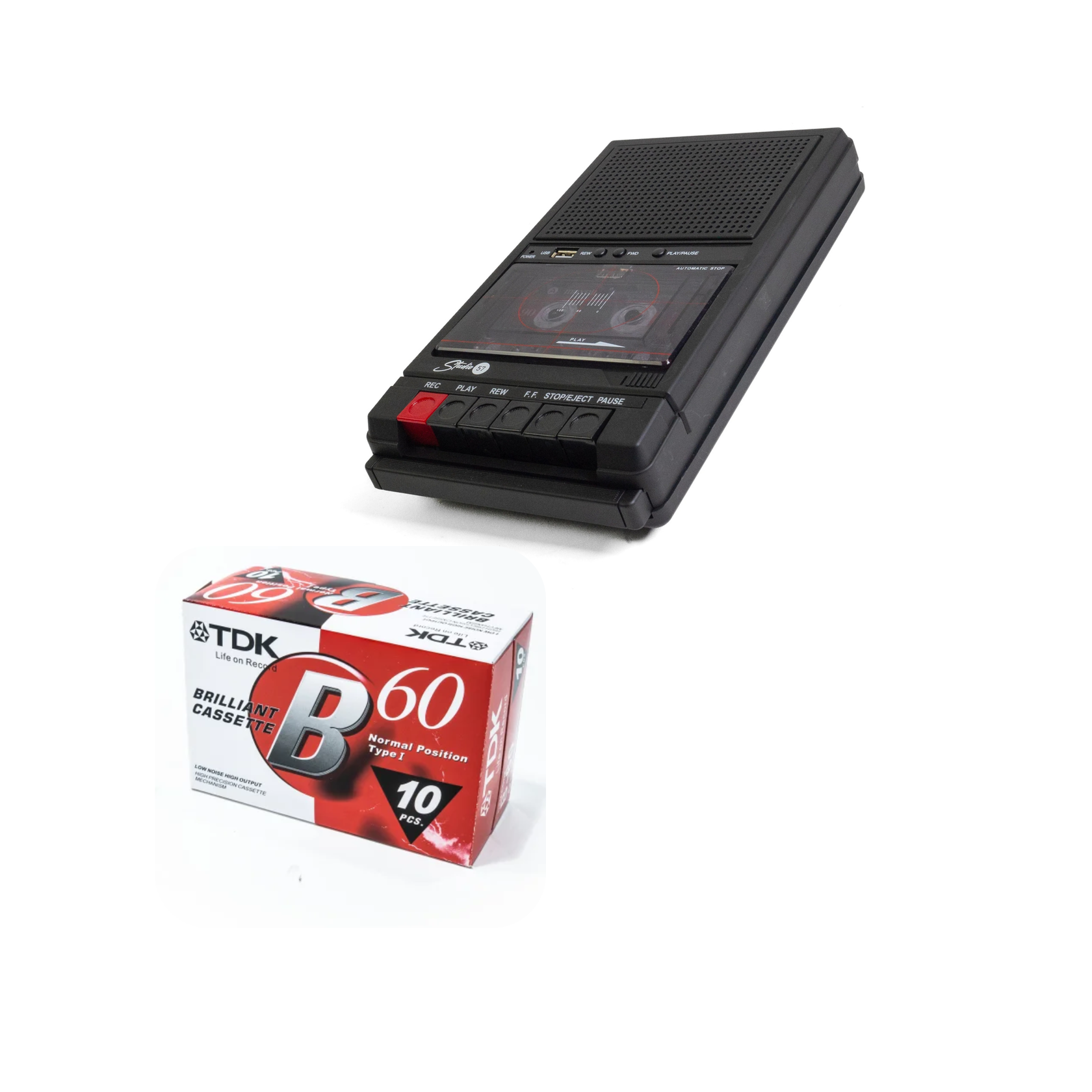 Studio 57 - Cassette Recorder (Black) Bundle