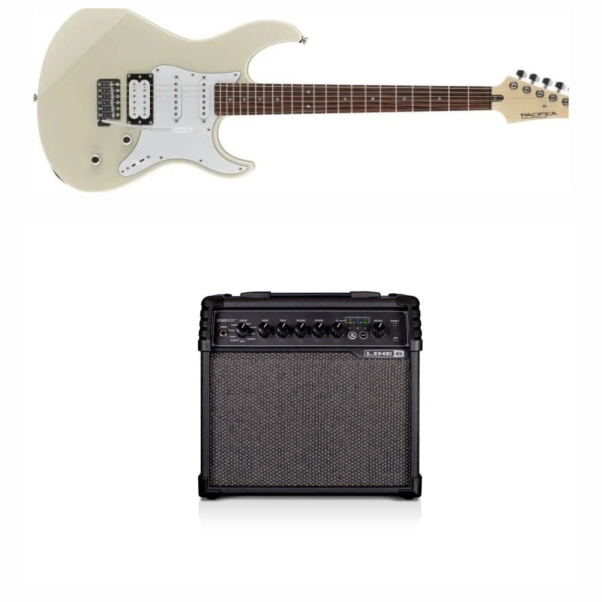 Yamaha Pacifica Electric Guitar GPA112V (Vintage White) Bundle
