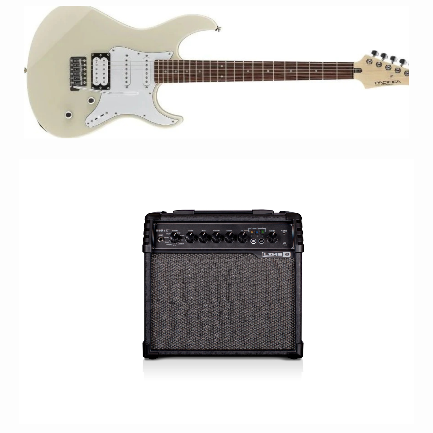 Yamaha Pacifica Electric Guitar GPA112V (Vintage White) Bundle