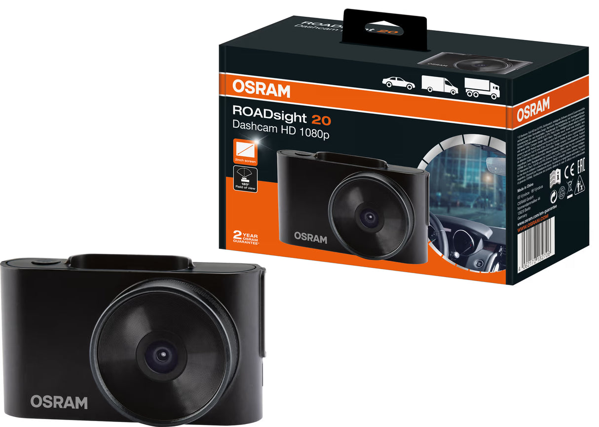 OSRAM ROADsight 20 Bilkamera – Full HD 1080p Dashcam med 120° vidvinkel