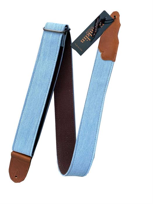 Franklin Guitar Strap - Denim - Blue and brown - DN-BL-CG